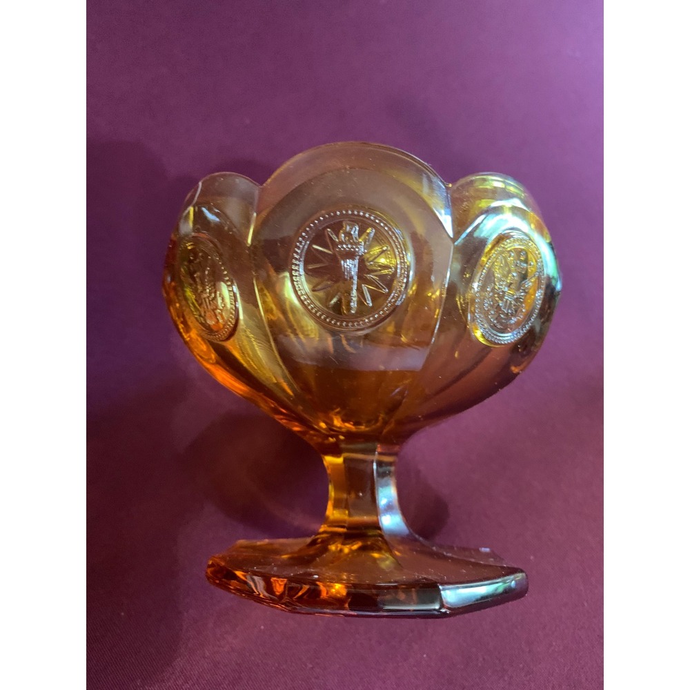 Fostoria Coin Glass Set Green Amber Vintage Retro Y2K Mid Century Rare 3pc - Picture 9 of 11